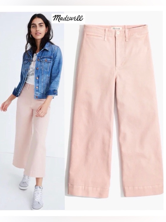 Madewell Pants - Madewell Emmett Wide Leg Crop Pants Pink Oyster Plus Size 34 High Rise Preppy